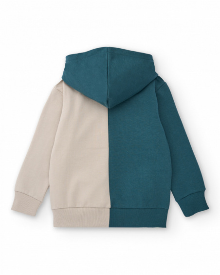 Bicolor hoodie for boys with videogame controller print
