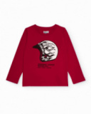 Red long-sleeved t-shirt for boys with helmet print Red long-sleeved t-shirt for boys with helmet print