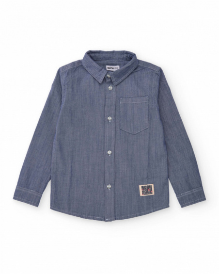 Boys' long sleeve denim shirt in blue