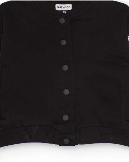 Black jacket for girls with sequin flowers on the sleeves Black jacket for girls with sequin flowers on the sleeves