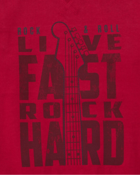 Red sweatshirt for boys with guitar print and rock message Red sweatshirt for boys with guitar print and rock message