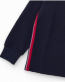 Boys' navy long-sleeve polo with rock print Boys' navy long-sleeve polo with rock print