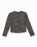 Girls' long-sleeve striped top with decorative buttons Girls' long-sleeve striped top with decorative buttons