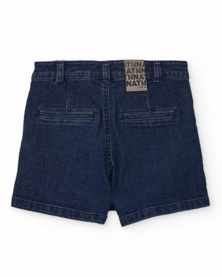 Girl’s dark blue denim-style skort with pleats Girl’s dark blue denim-style skort with pleats