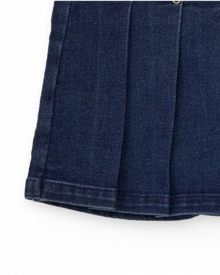 Girl’s dark blue denim-style skort with pleats Girl’s dark blue denim-style skort with pleats
