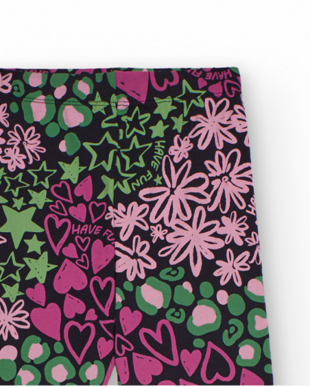 Girls’ multicolor leggings with hearts and flowers print Girls’ multicolor leggings with hearts and flowers print