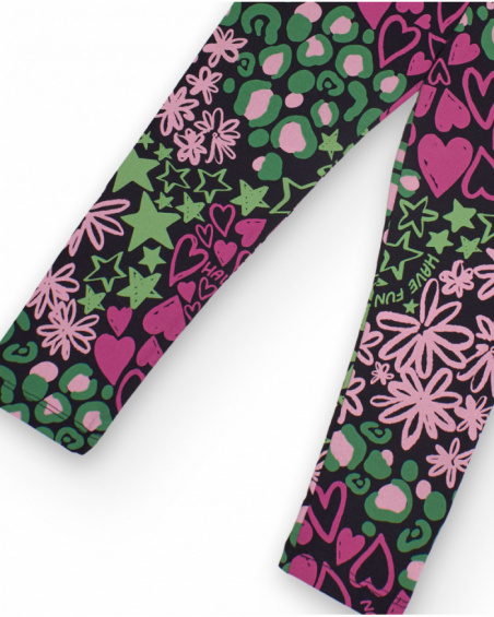 Girls’ multicolor leggings with hearts and flowers print Girls’ multicolor leggings with hearts and flowers print