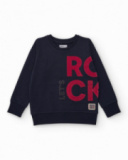 Navy blue sweatshirt with contrasting "LET'S ROCK" print Navy blue sweatshirt with contrasting "LET'S ROCK" print