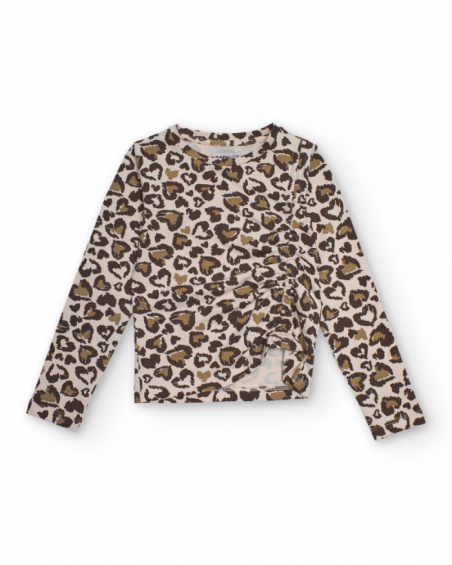Long-sleeve leopard print top with side ruching for girls Long-sleeve leopard print top with side ruching for girls
