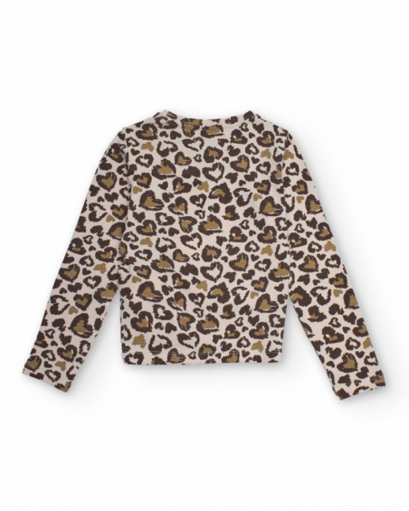 Long-sleeve leopard print top with side ruching for girls Long-sleeve leopard print top with side ruching for girls