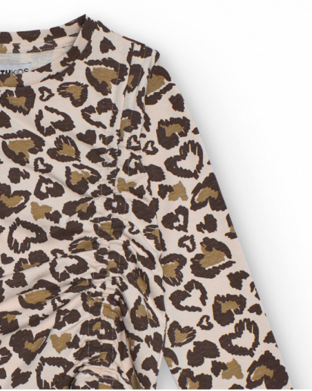 Long-sleeve leopard print top with side ruching for girls Long-sleeve leopard print top with side ruching for girls