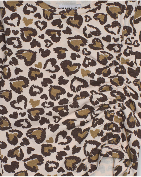 Long-sleeve leopard print top with side ruching for girls Long-sleeve leopard print top with side ruching for girls