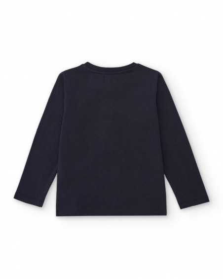 Navy long-sleeve t-shirt with gamer print for boys
