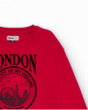 Red long-sleeve t-shirt with London print for girls Red long-sleeve t-shirt with London print for girls
