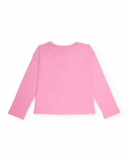 Pink long-sleeve t-shirt with "LOVE" print for girls