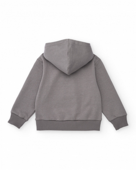 Grey hoodie with skate print for boys