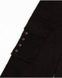 Black wide-leg cargo pants with decorative eyelets for girls Black wide-leg cargo pants with decorative eyelets for girls