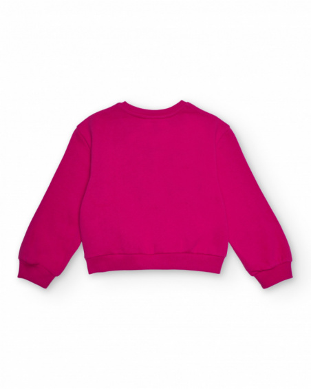 Fuchsia sweatshirt for girls with tiger print and message Fuchsia sweatshirt for girls with tiger print and message