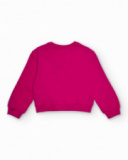 Fuchsia sweatshirt for girls with tiger print and message Fuchsia sweatshirt for girls with tiger print and message