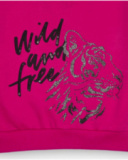 Fuchsia sweatshirt for girls with tiger print and message Fuchsia sweatshirt for girls with tiger print and message