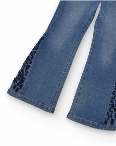 Flared jeans for girls with embroidered detail Flared jeans for girls with embroidered detail