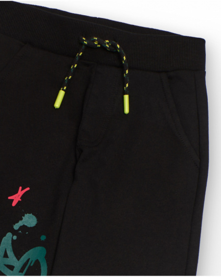 Black jogger pants for boys with graffiti-style print Black jogger pants for boys with graffiti-style print