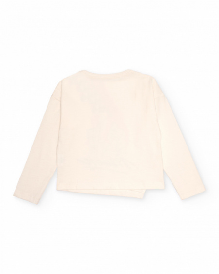 Off-white long-sleeve t-shirt for girls with girl and headphones illustration