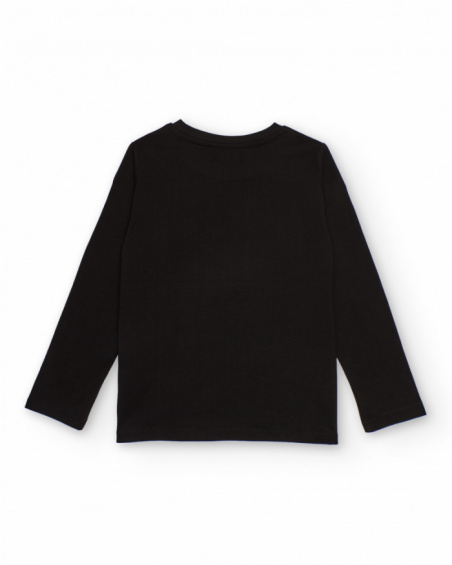 Black long-sleeve t-shirt for boys with New York urban print