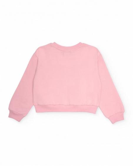 Pink sweatshirt with sequin flowers for girls Pink sweatshirt with sequin flowers for girls