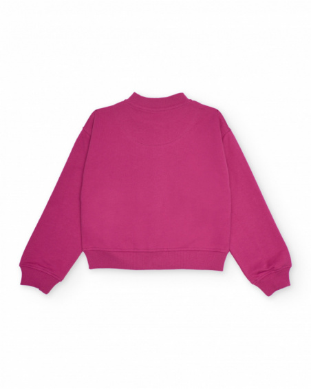 Fuchsia jacket for girls with front pockets