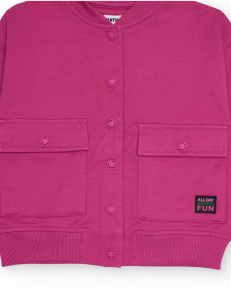 Fuchsia jacket for girls with front pockets
