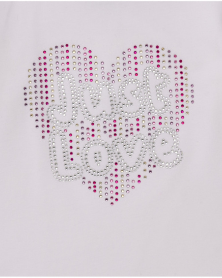 White t-shirt for girls with embellishments and flared sleeves White t-shirt for girls with embellishments and flared sleeves
