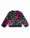 Multicolor knit sweater for girls with hearts, stars and flowers Multicolor knit sweater for girls with hearts, stars and flowers