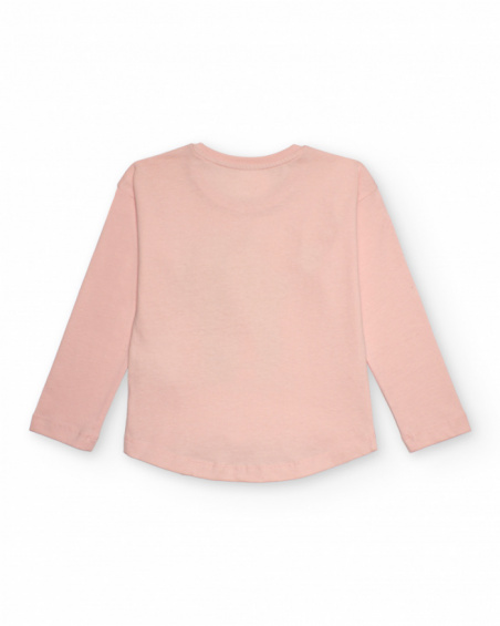 Pink t-shirt for girls with ballet shoes print