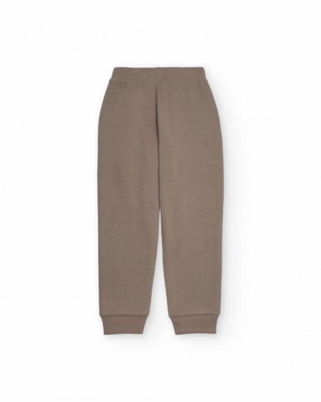Pantalón jogger color topo para niño con cintura elástica Pantalón jogger color topo para niño con cintura elástica