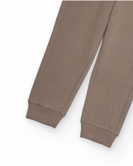 Pantalón jogger color topo para niño con cintura elástica Pantalón jogger color topo para niño con cintura elástica