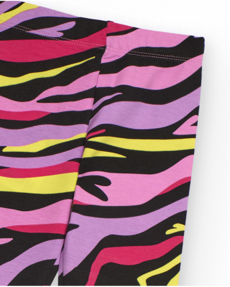 Multicolor leggings for girls with stripes and hearts print Multicolor leggings for girls with stripes and hearts print