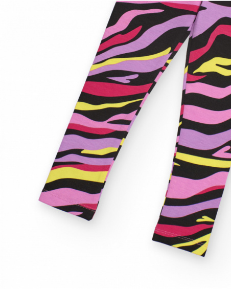 Multicolor leggings for girls with stripes and hearts print Multicolor leggings for girls with stripes and hearts print