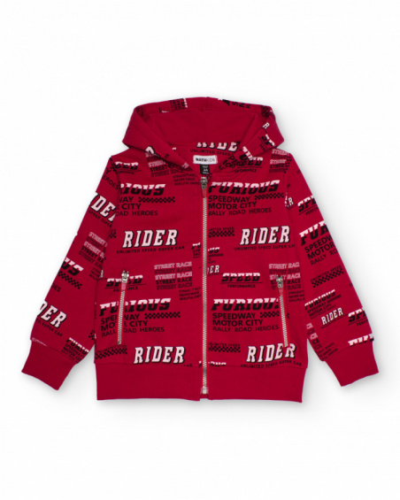 Red hoodie for boys with all-over text print Red hoodie for boys with all-over text print