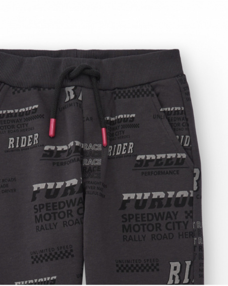 Boys' dark grey fleece pants with text print Boys' dark grey fleece pants with text print
