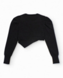 Black cropped knit sweater with asymmetrical design for girls Black cropped knit sweater with asymmetrical design for girls