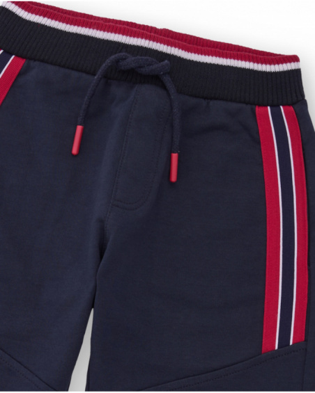 Navy blue fleece pants with side stripes for boys Navy blue fleece pants with side stripes for boys