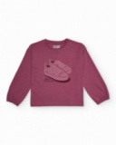 Long-sleeved burgundy T-shirt for girls with sneakers print Long-sleeved burgundy T-shirt for girls with sneakers print