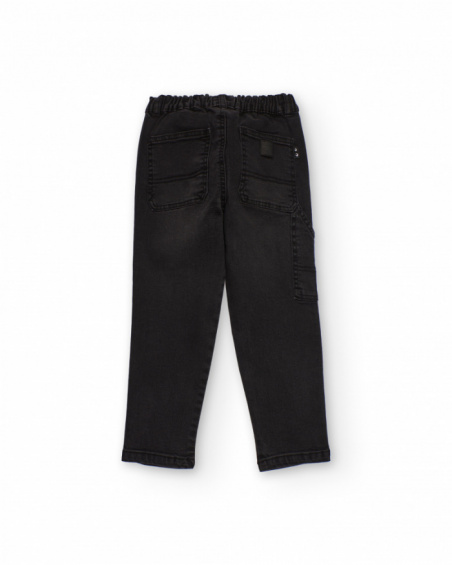 Black cargo pants for boys with elastic waistband