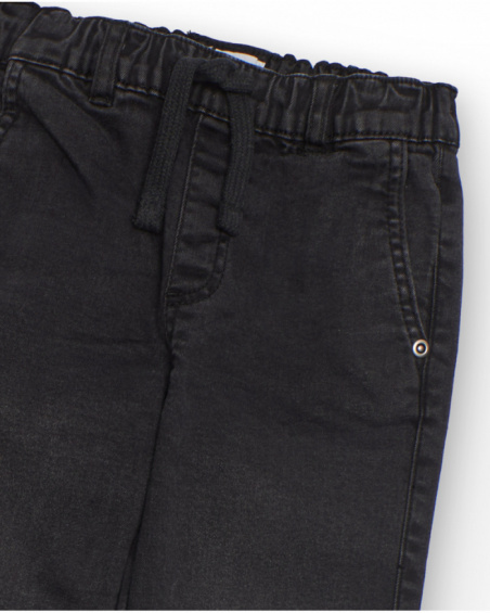 Black cargo pants for boys with elastic waistband