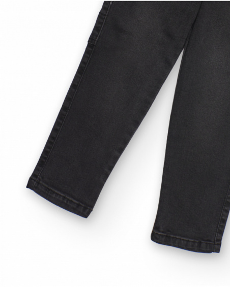 Black cargo pants for boys with elastic waistband