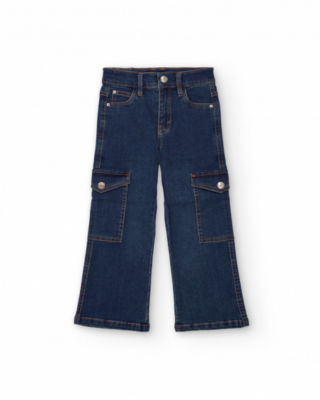 Flared denim cargo pants for girls Flared denim cargo pants for girls