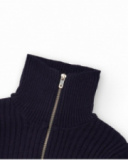 Navy rib-knit girls' sweater with metal zipper Navy rib-knit girls' sweater with metal zipper