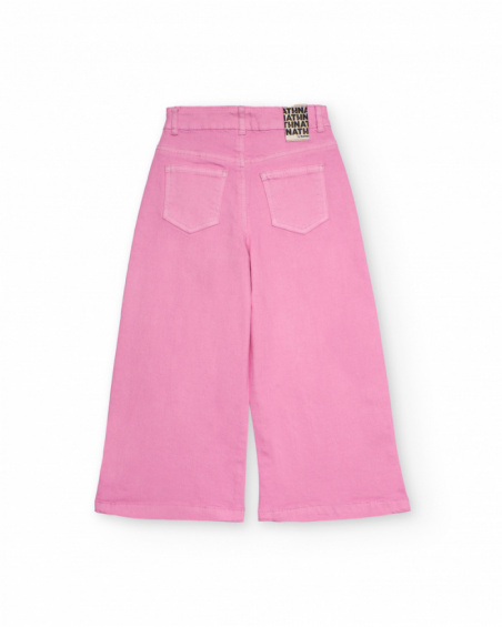 Girls' pink denim culotte pants