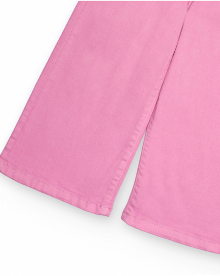 Girls' pink denim culotte pants